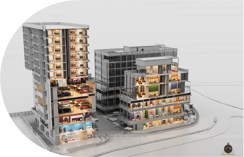 3D Architectural Rendering of YUU Buildings